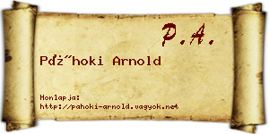 Páhoki Arnold névjegykártya
