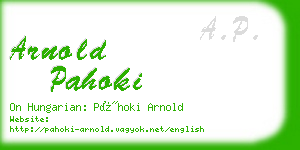 arnold pahoki business card